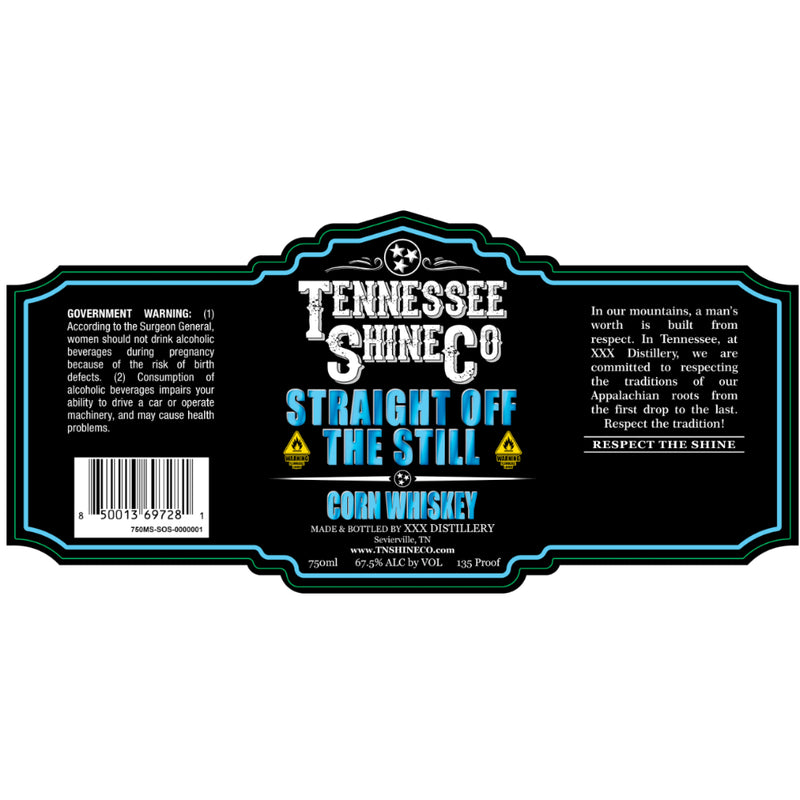 Tennessee Shine Co Straight Off The Still Corn Whiskey