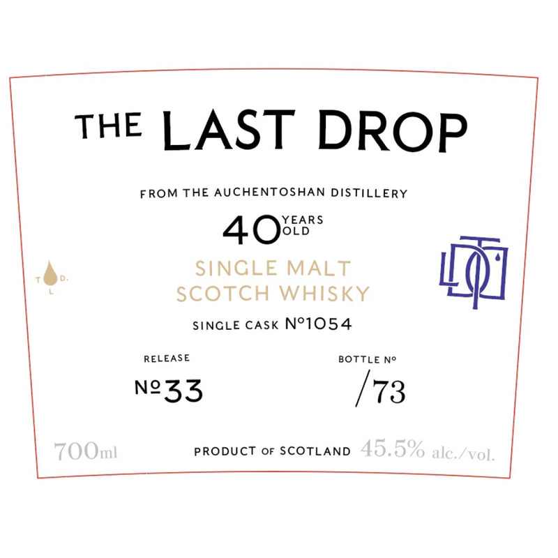 The Last Drop 40 Year Old Auchentoshan Distillery Single Malt Scotch