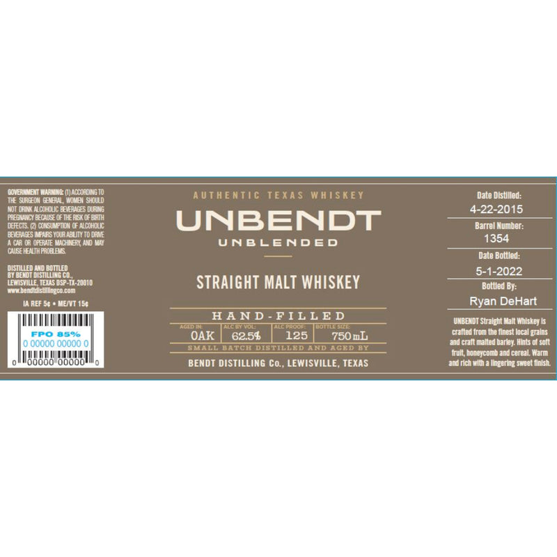 UNBENDT Straight Malt Whiskey