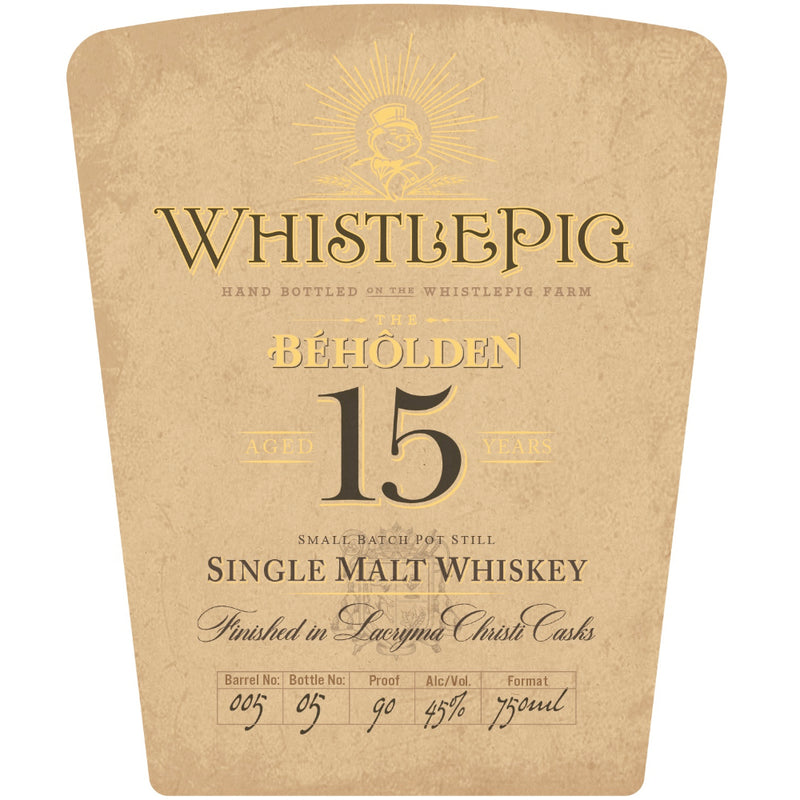 WhistlePig The Beholden 15 Year Old Finished in Lacryna Christi Casks