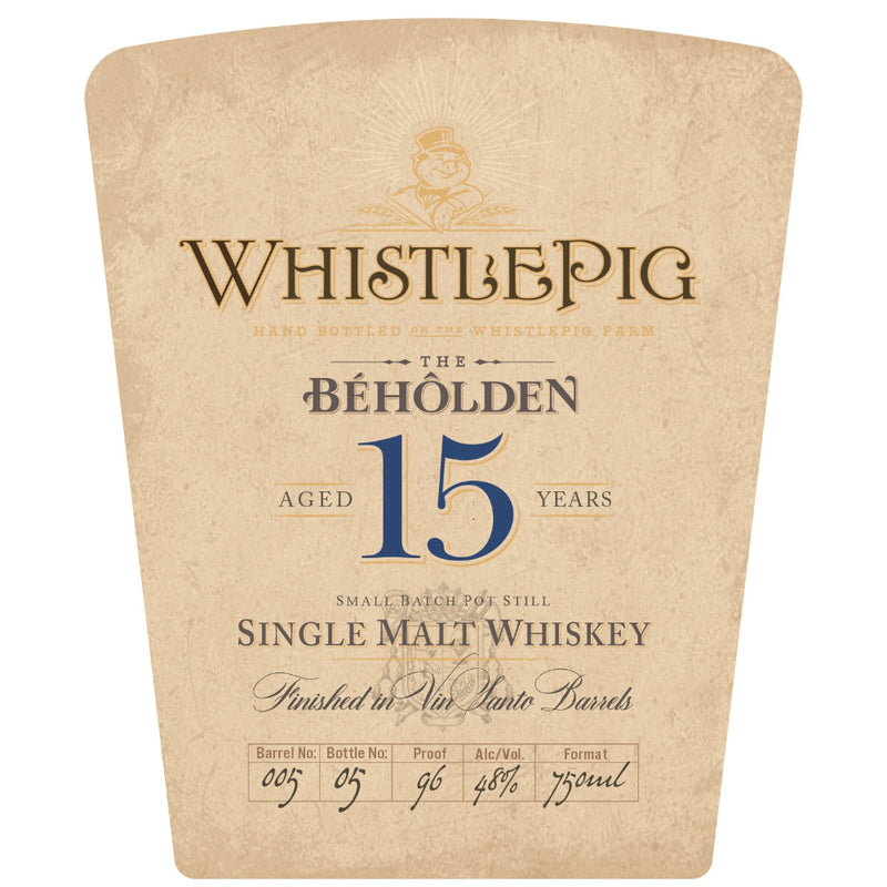 WhistlePig The Beholden 15 Year Old Finished in Vin Santo Barrels