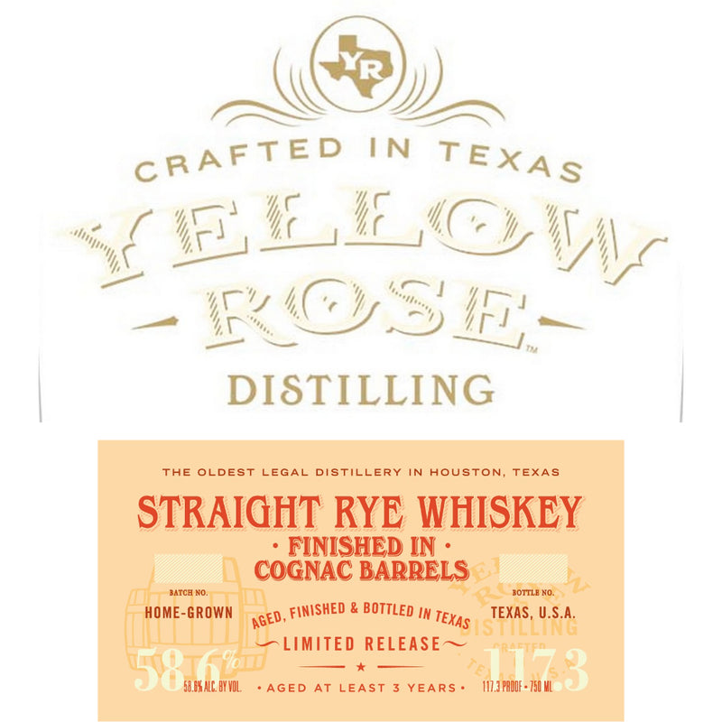 Yellow Rose Distilling Straight Rye Finished In Cognac Barrels